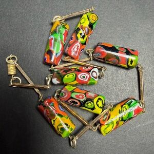 Vintage Venetian Murano Millefiori Glass "Elbow Bead" Necklace